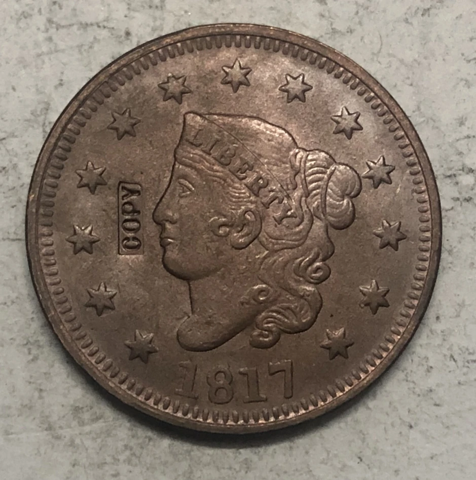 

1817 США плетеные волосы, большой цент, копия
