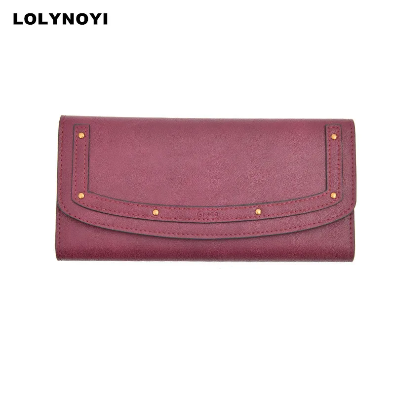Lolynoyi из модного кожзаменителя Для женщин Твердые Засов Стандартный Бумажники с