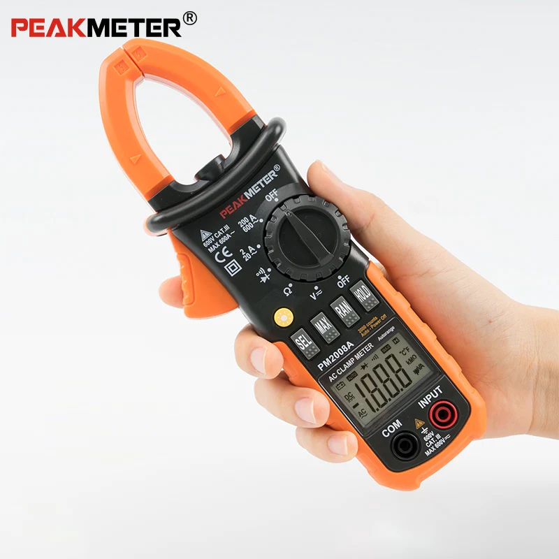 Цифровой токоизмерительный зажим PEAKMETER PM2008A с автоматическим выбором диапазона