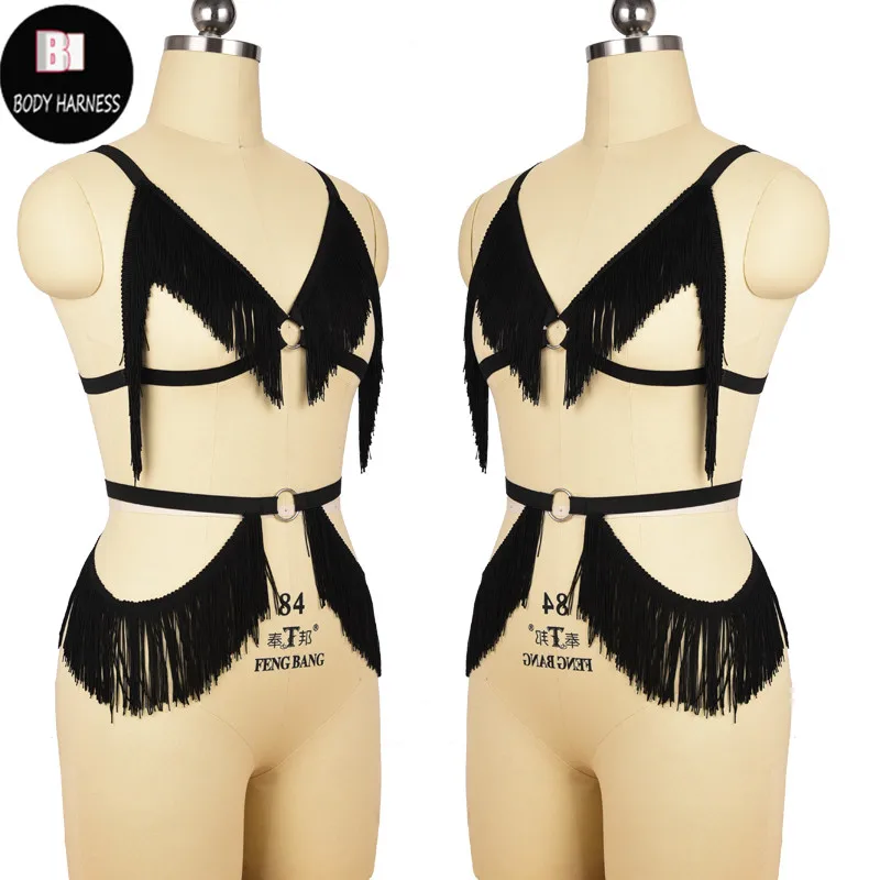 Бюстгальтер на бретельках с кисточками и водопадом сексуальное нижнее белье