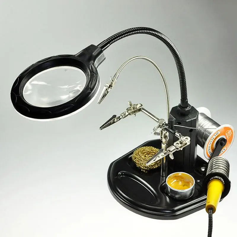 1 комплект 16 SMD светодиодный 3 2.5X(6D)+ 4X(12D) светодиодный зажим паяльник подставка помощь руки увеличительное стекло лупа