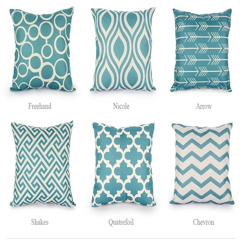 Бирюзовый чехол для подушки Quatrefoil декоративные льняная наволочка домашний декор
