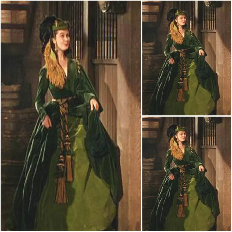 

HIstory!Customer-made Green Victorian dress 1860s Civil war Dress Vintage Cosplay dresses Scarlett dress SZ US6-36 V-264