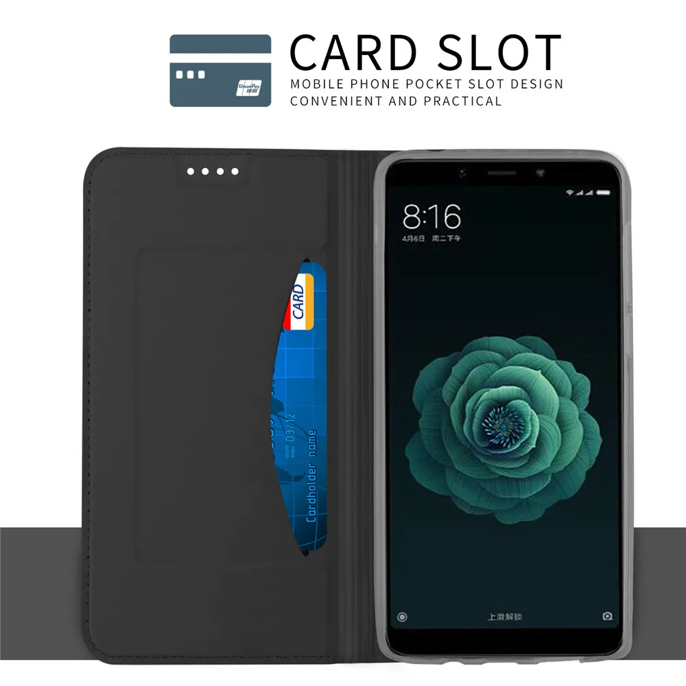 Xiaomi mi A2 чехол роскошный флип-бумажник кожаный бумажник-книжка Чехлы для 6x Funda Coque