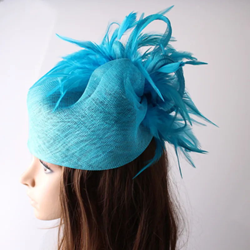 Женская Элегантная шляпка Sinamay с перьями женские аксессуары для волос Необычные