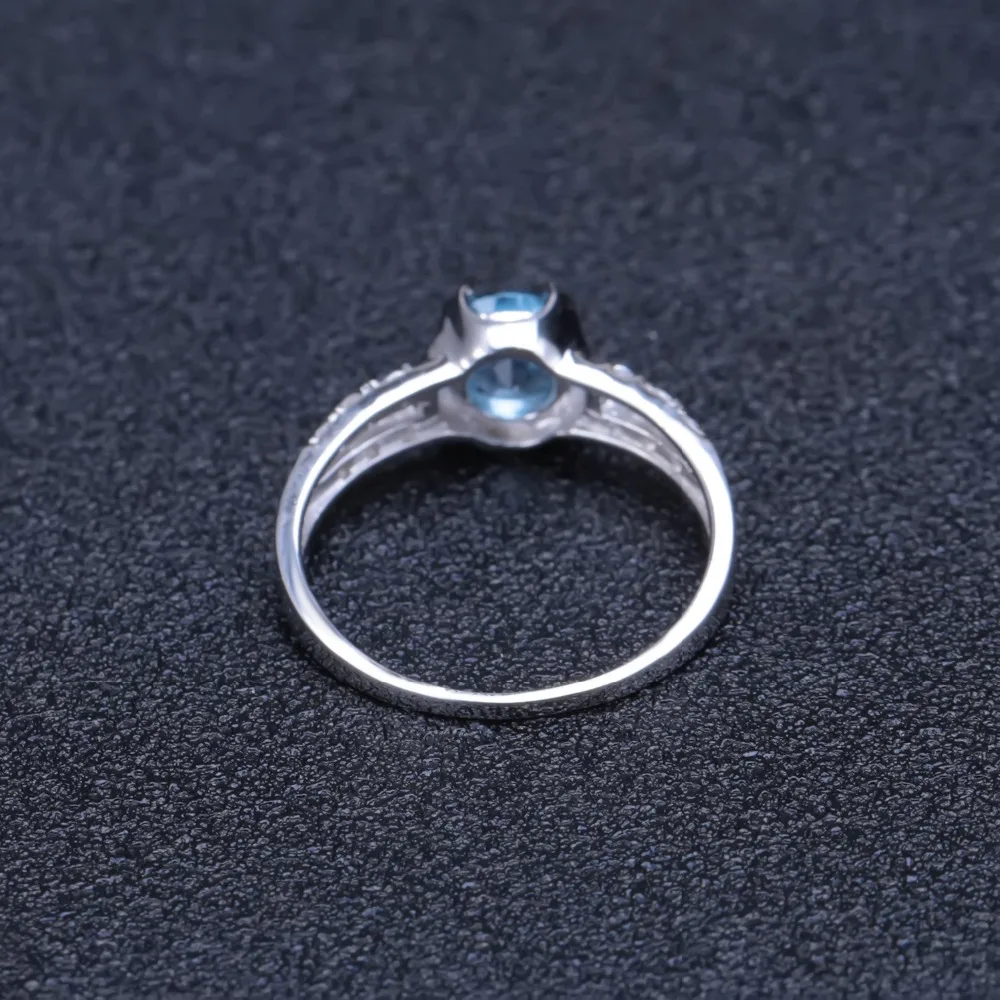 Женское кольцо с натуральным голубым топазом GEM'S BALLET 1.05Ct обручальное из
