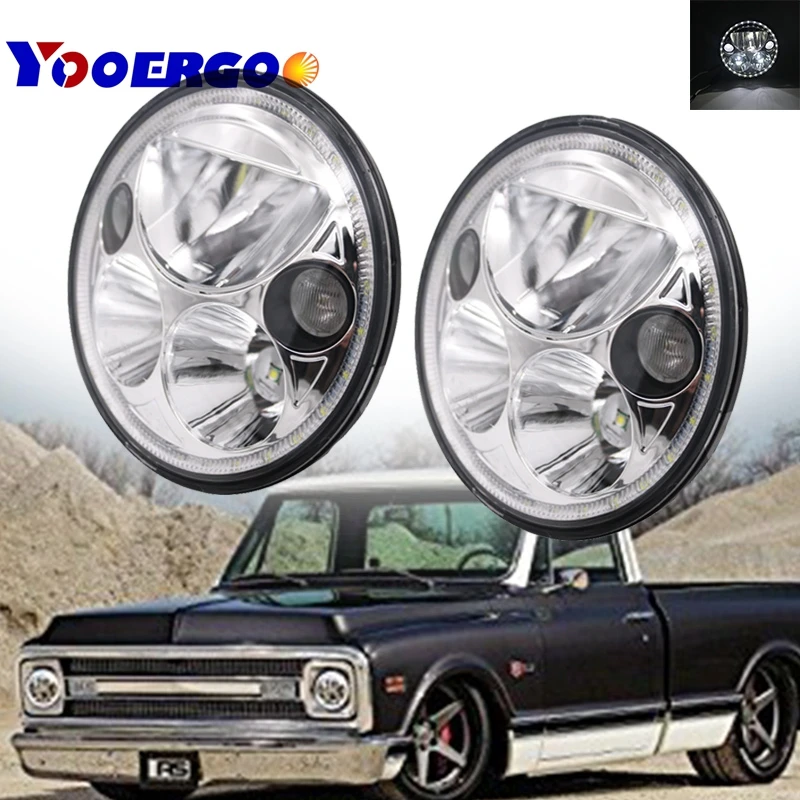Для Jeep Wrangler светодиодные фары 7 дюймов круглые Hi-Lo-Beam DC 12 v 24 v фары для Lada 4x4 urban Niva suzuki samurai