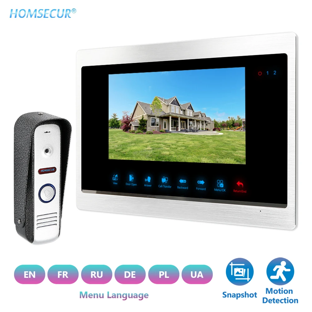HOMSECUR 7-дюймовый видеодомофон с функцией записи и моментального снимка 1 3 МП
