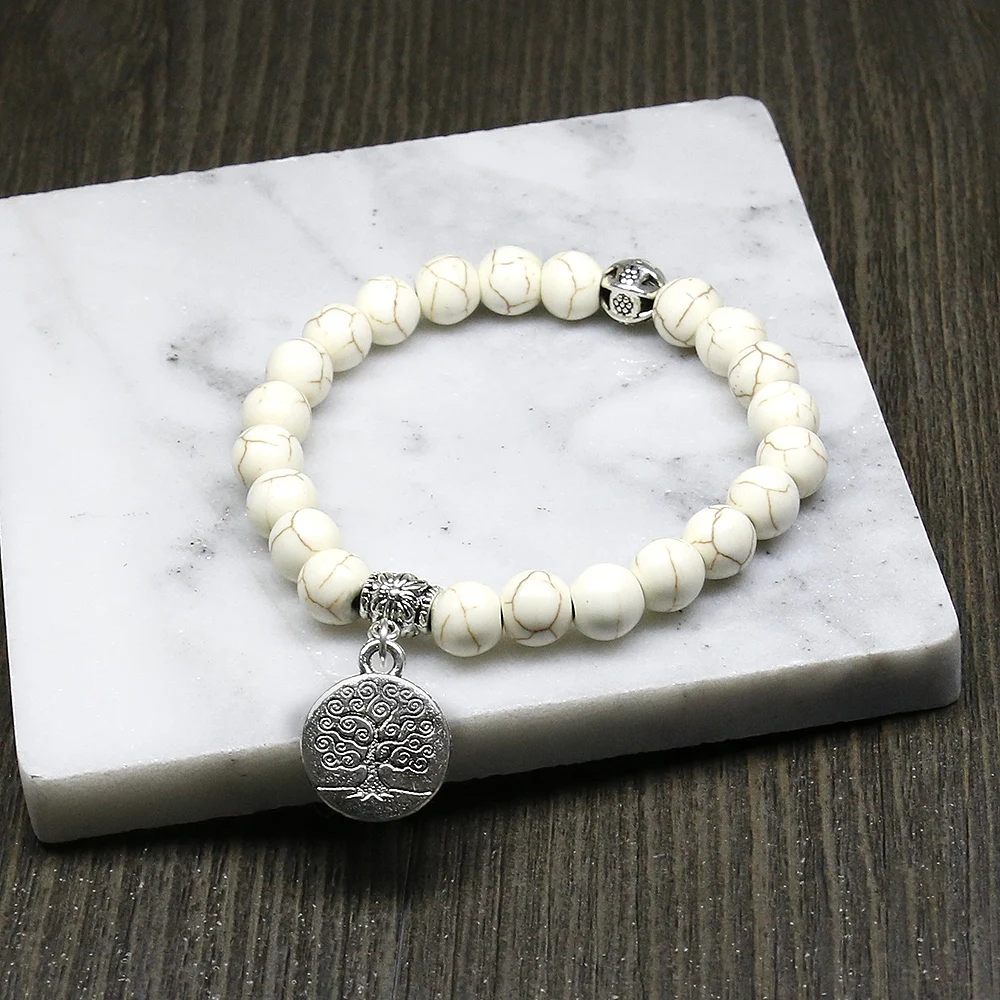 8 мм белый бисер Хаулит Бусины В Стиле Йоги Тыква мала молитвенный браслет для