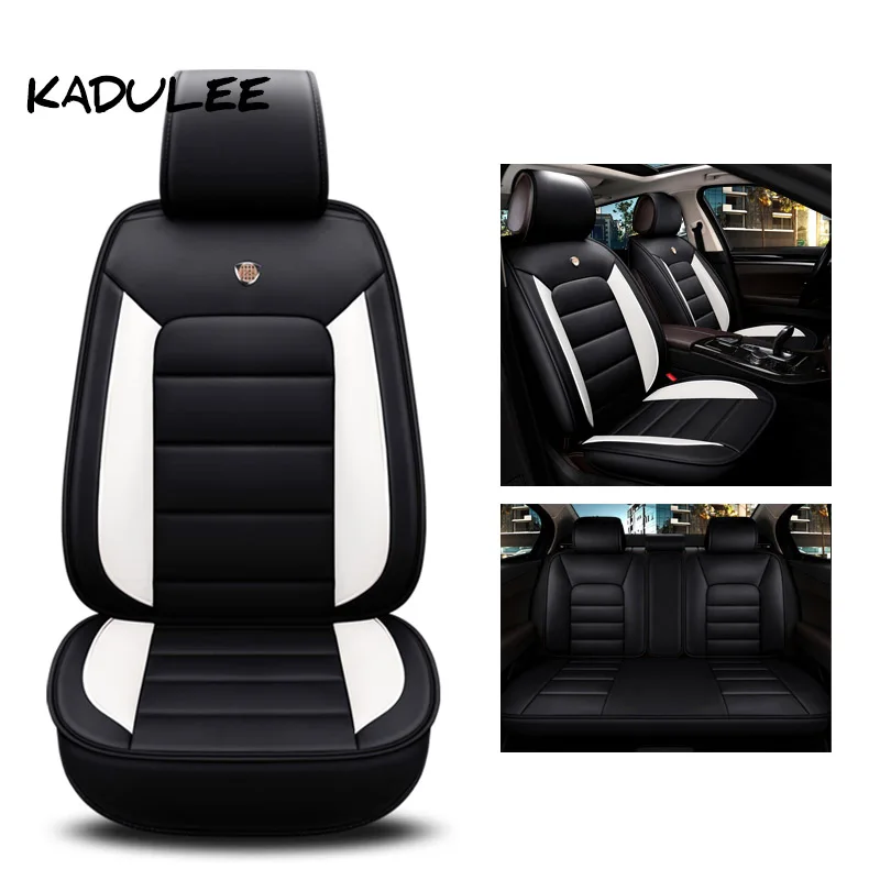 KADULEE Роскошный кожаный чехол для автокресла acura mdx rdx zdx jaguar f-pace xf xj xjl x351 2009 2008 2007 2006 автомобильные аксессуары - Название цвета: black with white