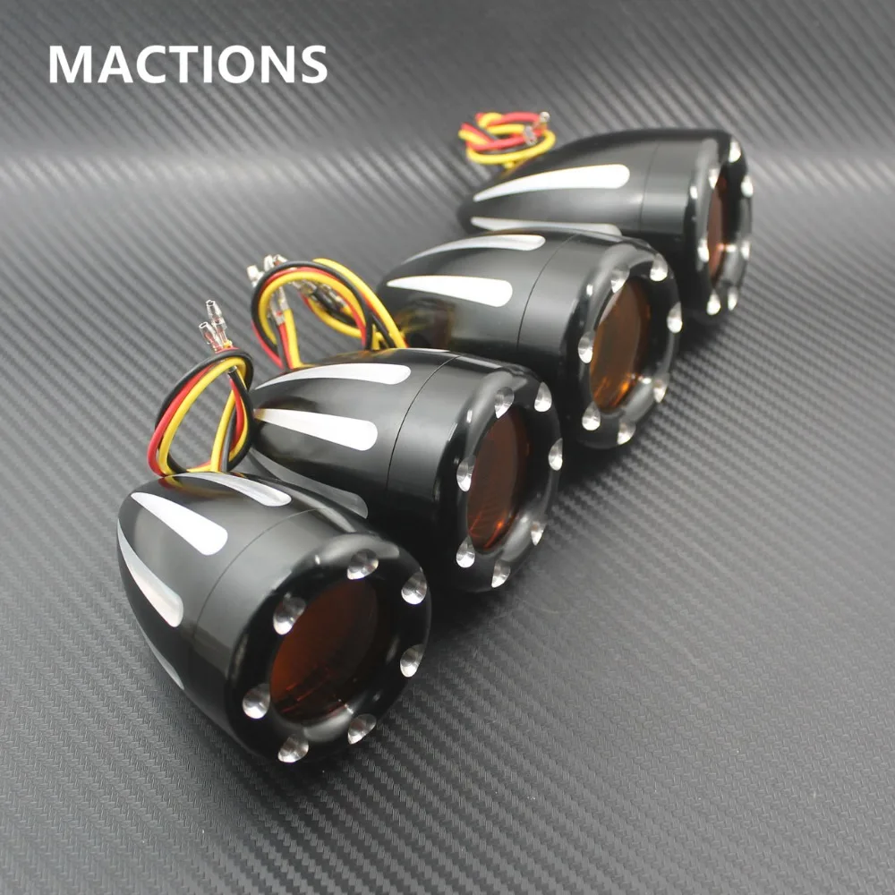 Черный металлический Янтарный светодиодный фонарь для мотоцикла Передний