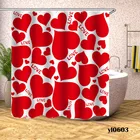 Занавеска для душа Love Heart s, водонепроницаемая занавеска для ванной комнаты с принтом, большая широкая занавеска для купания, для дома, гостиницы, занавеска для купания