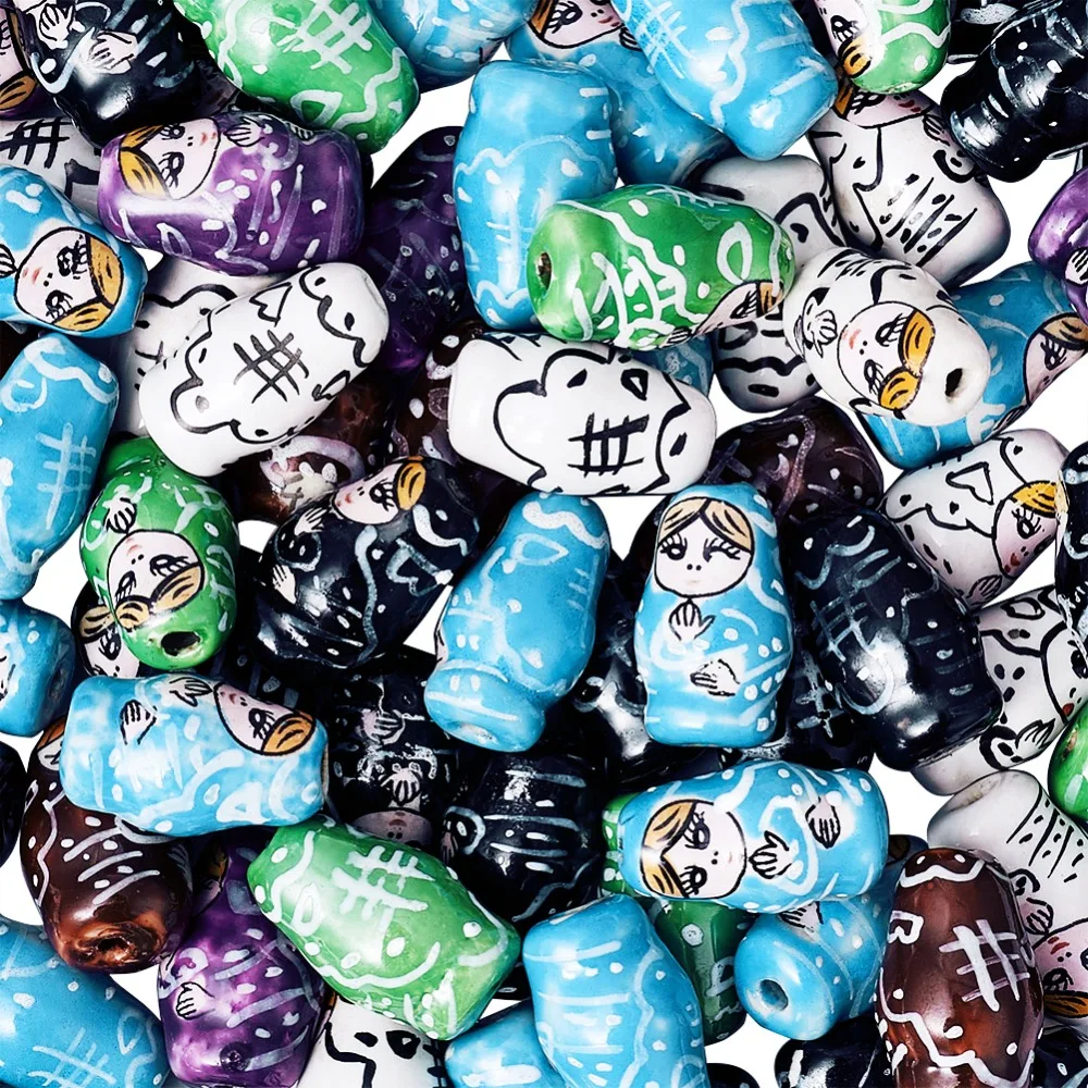 Pandahall 100 шт Разноцветные фарфоровые бусы ручной работы famile Rose Русская Матрешка кукла для изготовления ювелирных изделий своими руками