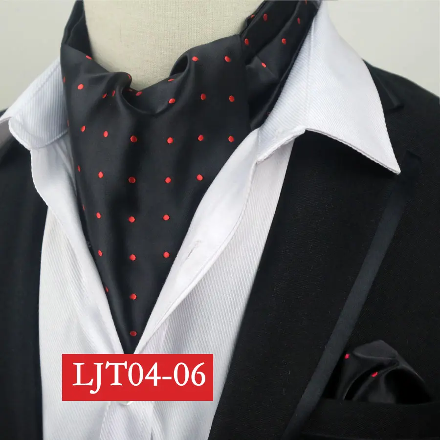 SMT-LJT04-06 YISHLINE мужской роскошный Шелковый Аскот галстук набор мужской галстук и платок Набор Цветочный Пейсли в горошек Карманный квадратный набор для свадебной вечеринки - Цвет: SMT-LJT04-06