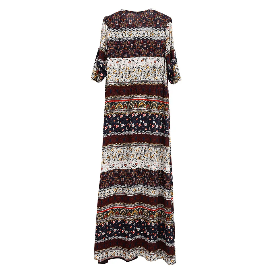 Для женщин Пляж Boho платье Макси Лето 2018 г. Высокое качество бренд v образный вырез