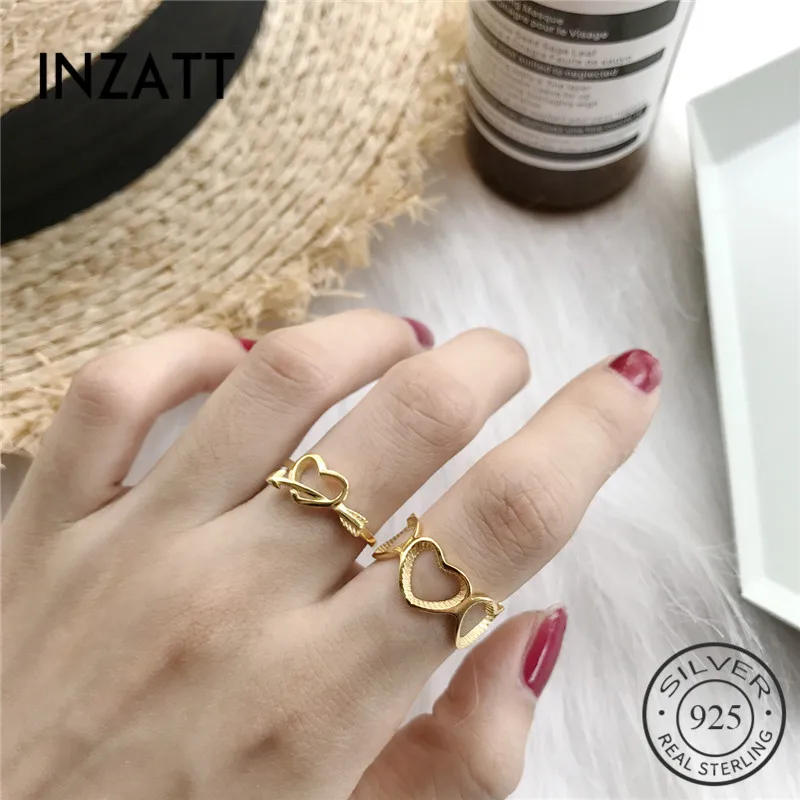 INZATT Cute Heart Openwrok Ring For Women Birthday party Charm 925 Sterling Silver Fashion Jewelry Personalise 2018 best Gift | Украшения и