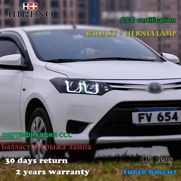 Hireno Высокой мощности Автомобилей стайлинг В Сборе для 2014-2016 Toyota VIOS СВЕТОДИОДНЫЕ