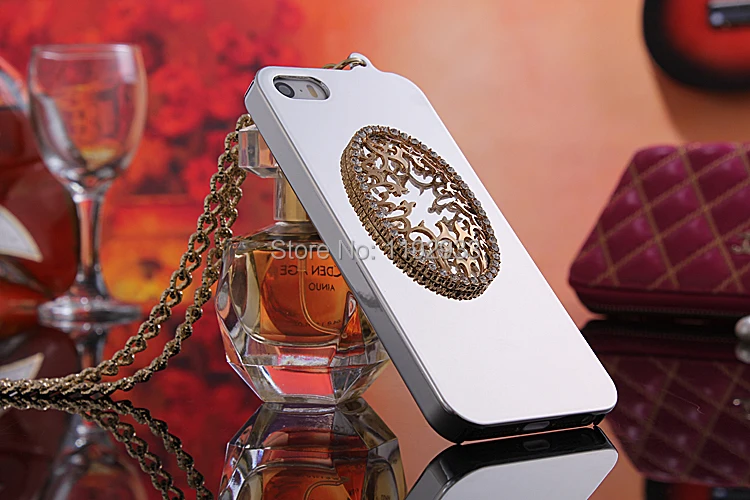 New 2014 Beautiful Electroplate Witch Magic Mirror Hard Cover Case For iphone 5 5s 5g Handbag Style With Gold Metal Chain |