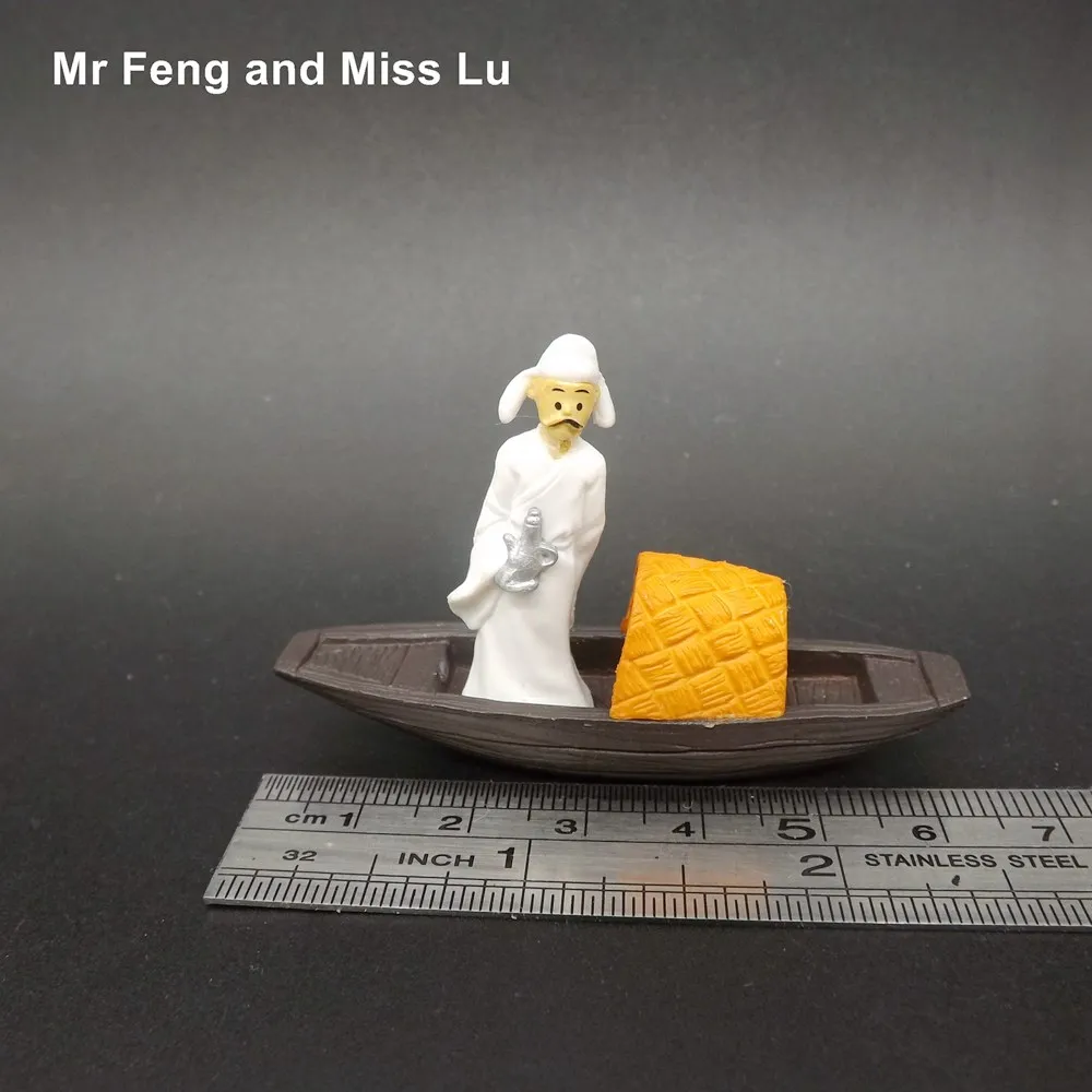 Китайская культура Li Po поэт на лодке Модель Смола мини ремесло ребенок Обучающие