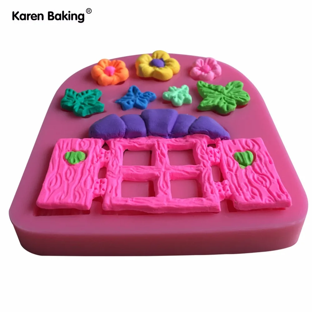 Мультфильм забор и цветок в форме 3D Силиконовые Помады шоколадного торта Плесень