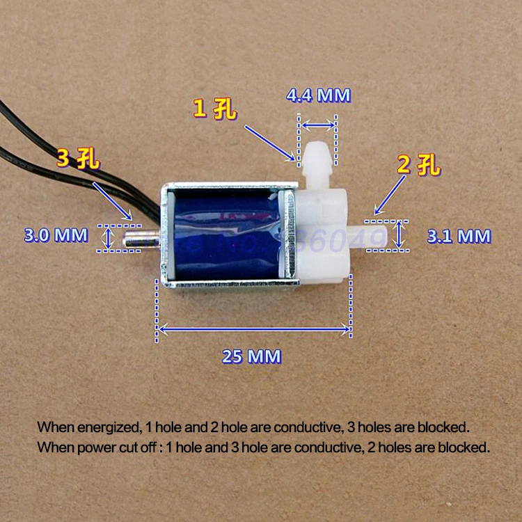 DC5V-6V Mini Micro электромагнитный клапан нормально закрытый для воздушного газа