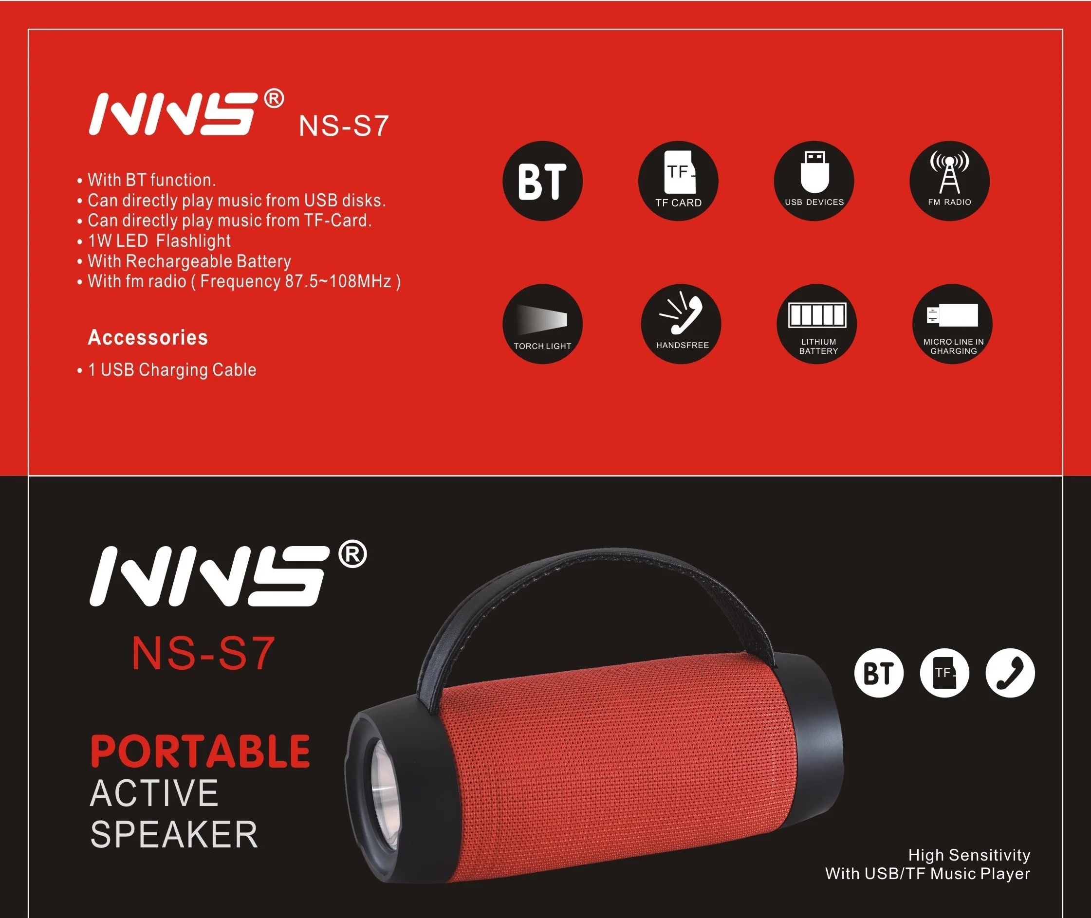 NNS портативный Bluetooth динамик Портативный беспроводной громкий звуковая система 3