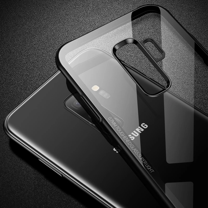 Закалённое Защитное стекло для samsung S9 плюс Чехол бампер на Galaxy + S9plus Мягкие TPU ясно