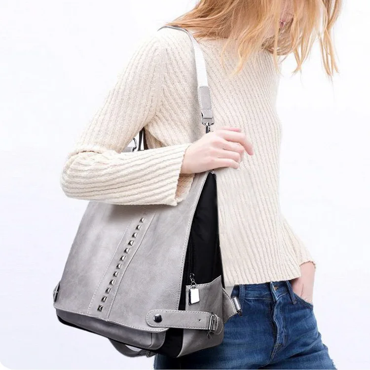 Gdzhlbag модные заклепки Для женщин рюкзак кожа + PU школьная сумка для подростков