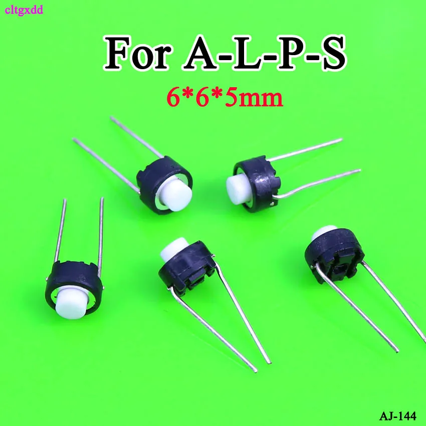10pcs 6*6*5mm DIP Round Micro Switch Interrupteur Black Long Feet 2 Pin white head for A-L-P-S Light Mini Touch Button Keys