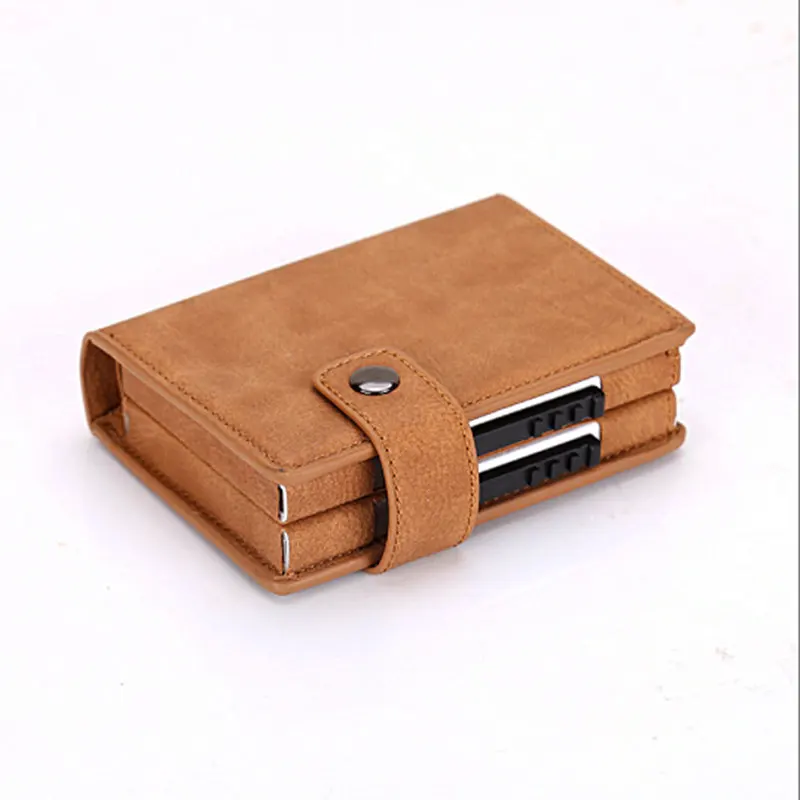 bisi goro double card wallet aluminium rfid blocking metal women card holder credit card case women men card id holder side push free global shipping