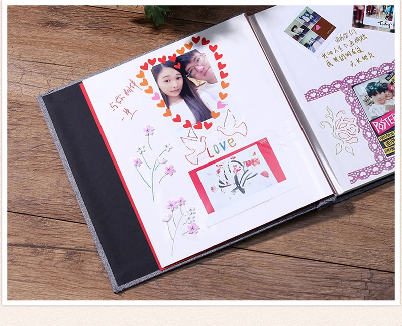 Льняной 16 дюймов DIY Фотоальбом для влюбленных подарок на день рождения свадебные фотографии детские фото Ablum скрапбук бумажные поделки альбомы липкие