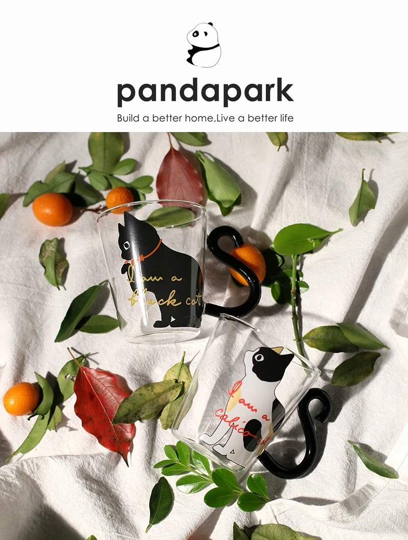 Pandapark новая милая креативная Кошка Китти стеклянная кружка чашка чай чашка Молоко Кофе Кружка для завтрака чашка мяу фруктовый сок высокий стакан PPX010