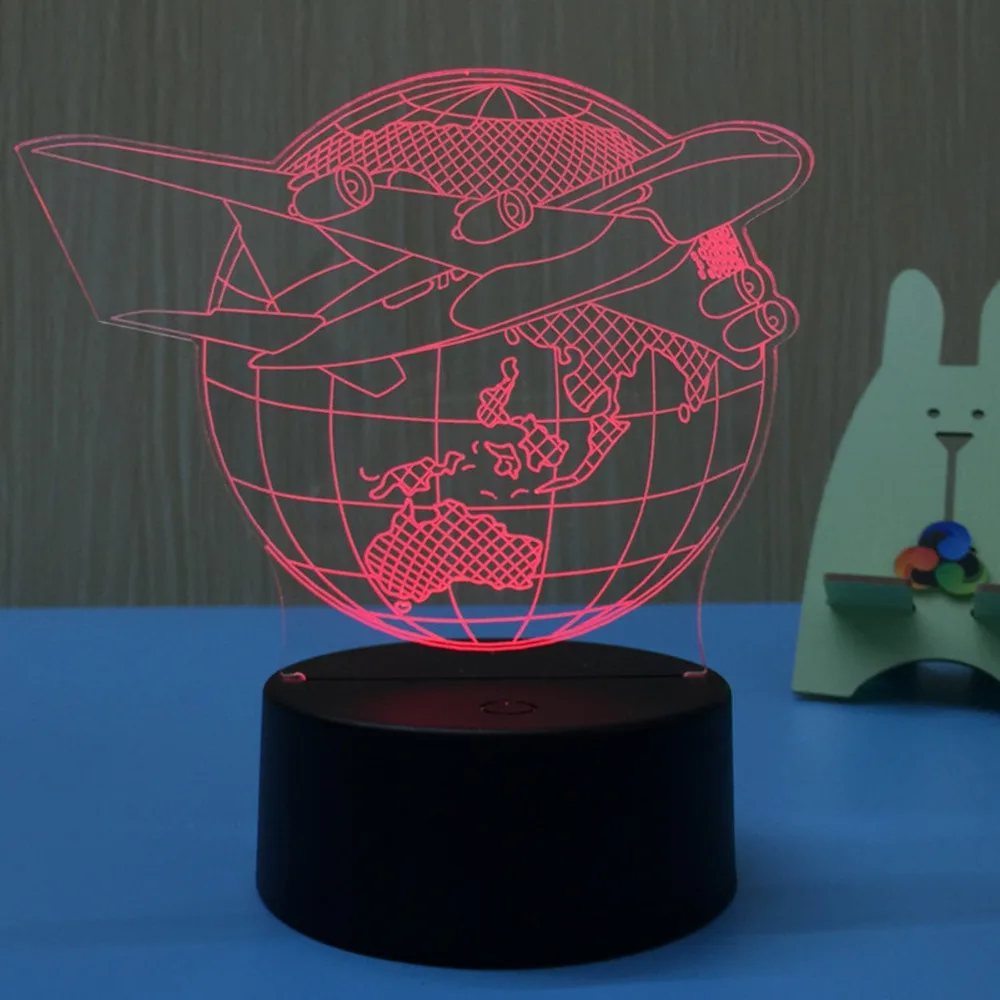 Самолёт 3D светодиодный светильник Ночник Новинка подарок для детей светодиодная