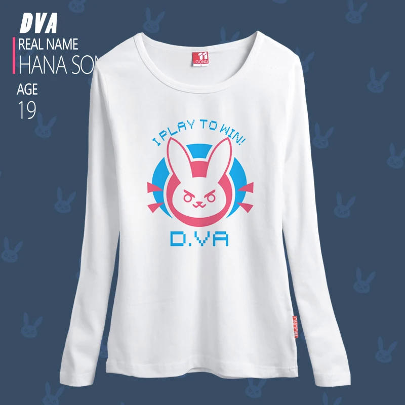 OW D.VA Милая Осенняя белая футболка с длинными рукавами для костюмированной
