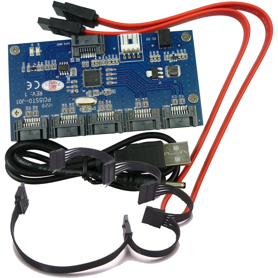 Адаптер для Мультипликаторной карты от 1 до 5 SATA 3 Гбит/с II 2 0 конвертер pm + 15 pin 1-к-5