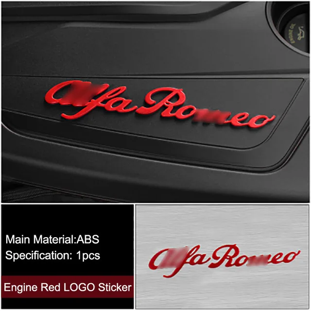 Engine Red Sticker QHCP, автомобильный масляный чехол для топливного бака, логотип, наклейка, автомобильный стиль, АБС-пластик, эмблема двигателя, наклейка для Alfa Romeo Giulia - Название цвета: Engine Red Sticker