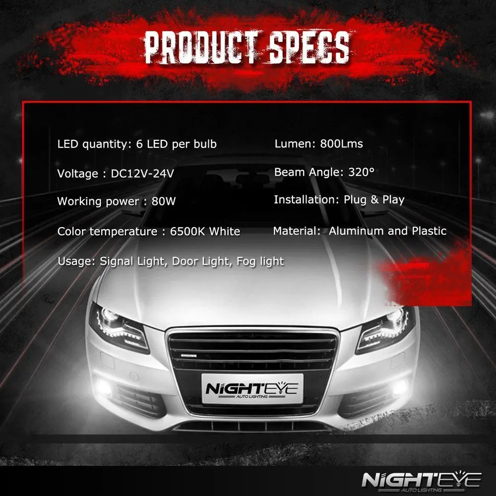 Фото NOVSIGHT H11 H7 автомобильная светодиодная противотуманная ЛАМПА H3 H1 9006 HB4 6500K 160 Вт лм противотуманная лампа для автомобиля светодиодная лампа для... №2