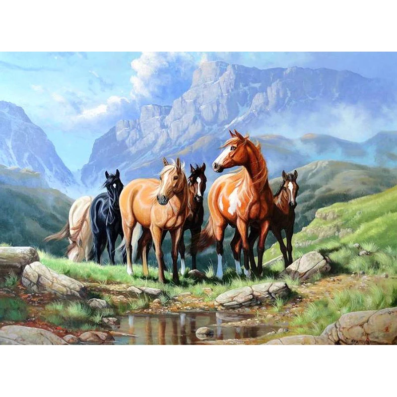 H1062 horse 5d diamond painting wild animals | Дом и сад