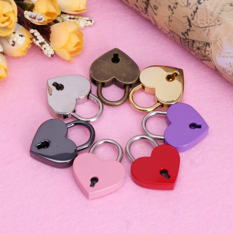 OOTDTY Romantic Heart Shape Vintage Antique Style Mini Archaize Padlocks Key Lock With key 7 Colors Available |