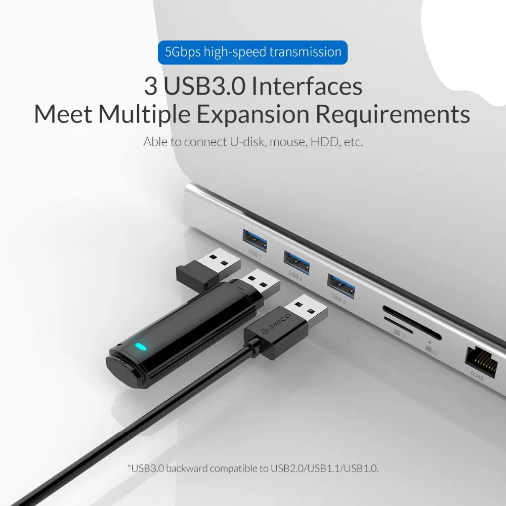 Многофункциональная док станция ORICO Type C 3 порта USB 0 интерфейс концентратора