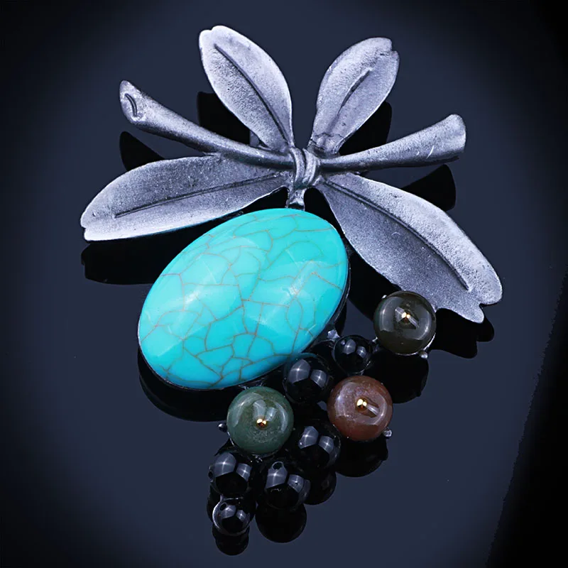 Женская Винтажная брошь в этническом стиле черная из сплава с покрытием