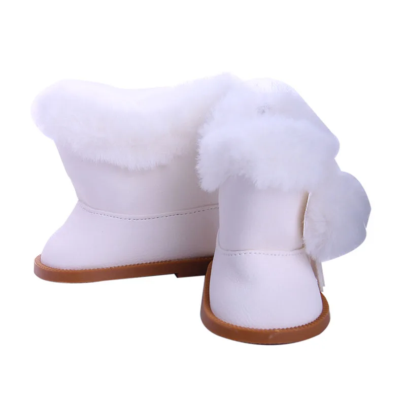 LUCKDOLL белые теплые зимние сапоги подходят для 18 дюймовых американских кукол куклы