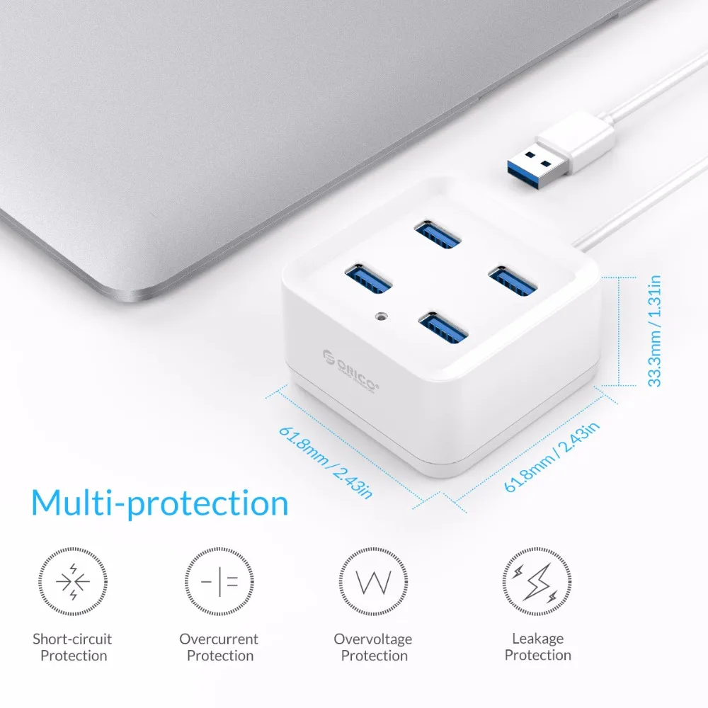 Ультратонкий мини хаб ORICO с 4 портами USB 3 0 и суперскоростью 5 Гбит/с для ноутбуков