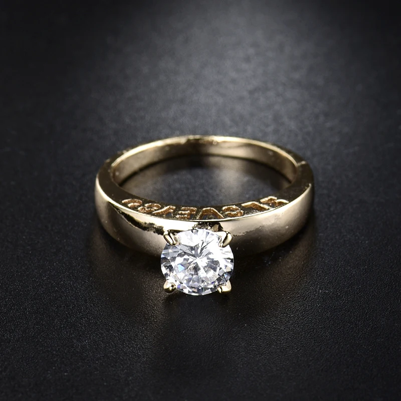 Женское кольцо GULICX Золотое с коробкой и круглыми кристаллами R127 | Украшения