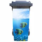 Наклейка для мусорного ведра с тропическими рыбками, съемный водостойкий стикер литров, 120 литра