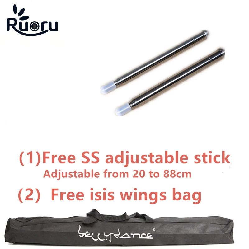 Ruoru 1008 шт. светодиоды для танца живота Led Isis Крылья меняются 36 различных цветов крылья для танца живота с регулируемыми палочками сумка