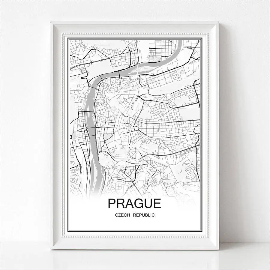 PRAGUE Исландская Рейкьявик картина маслом карта мира изображение с абстрактным принтом современный город плакат холст с покрытием бумага кафе декор гостиной - Цвет: PRAGUE