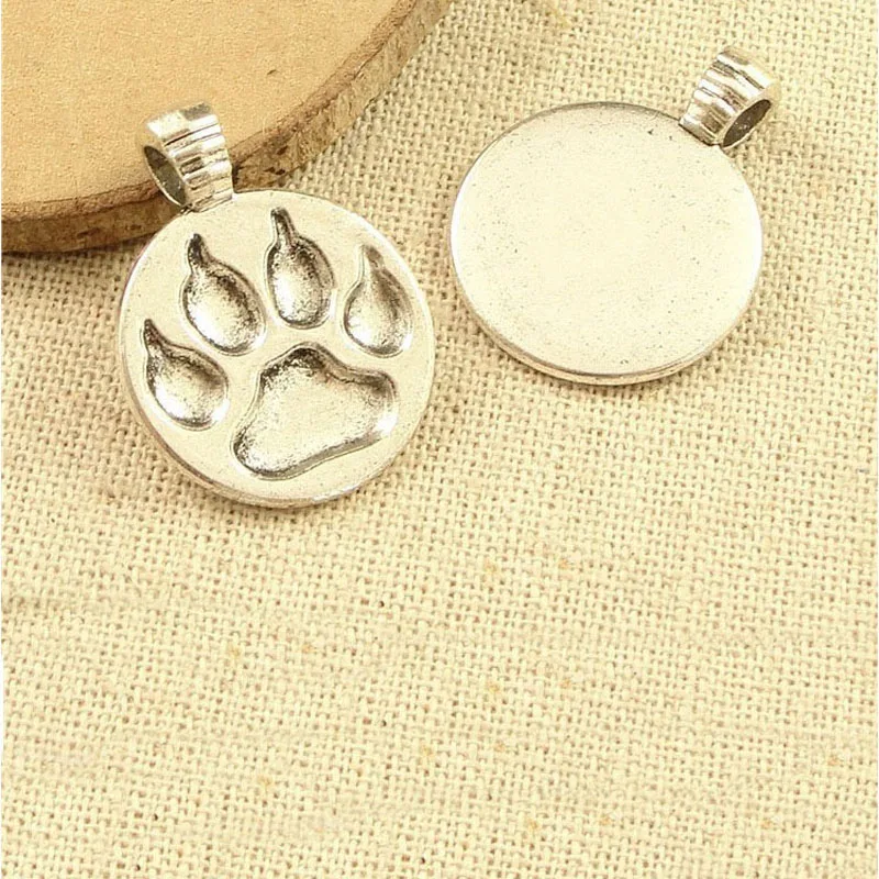 

200PC/Lot Metal Silver Footprints Pet Dog Cat ID Tags DIY Name Address Pendant Puppy Jewelry Charm Accessories ZA5427