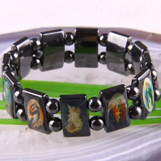 Holy Saints Magnetic Hematite Bracelet Rosary Jesus Ann Rita Mary Free Shipping | Украшения и аксессуары