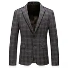 Мужской плотный Блейзер, повседневный пиджак в клетку, хорошее качество, 2019